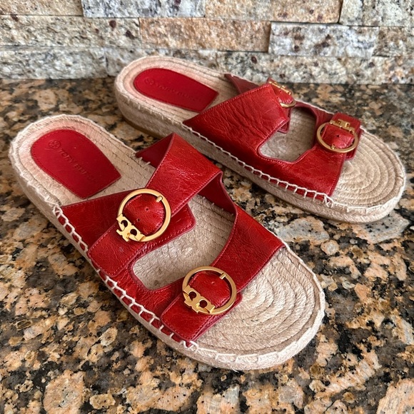 Tory Burch- Selby two Band Espadrille Slides - Picture 1 of 9